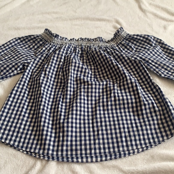 Madewell size XS gingham navy blue and white 3/4 sleeve blouse boho cute in EUC - Picture 3 of 8